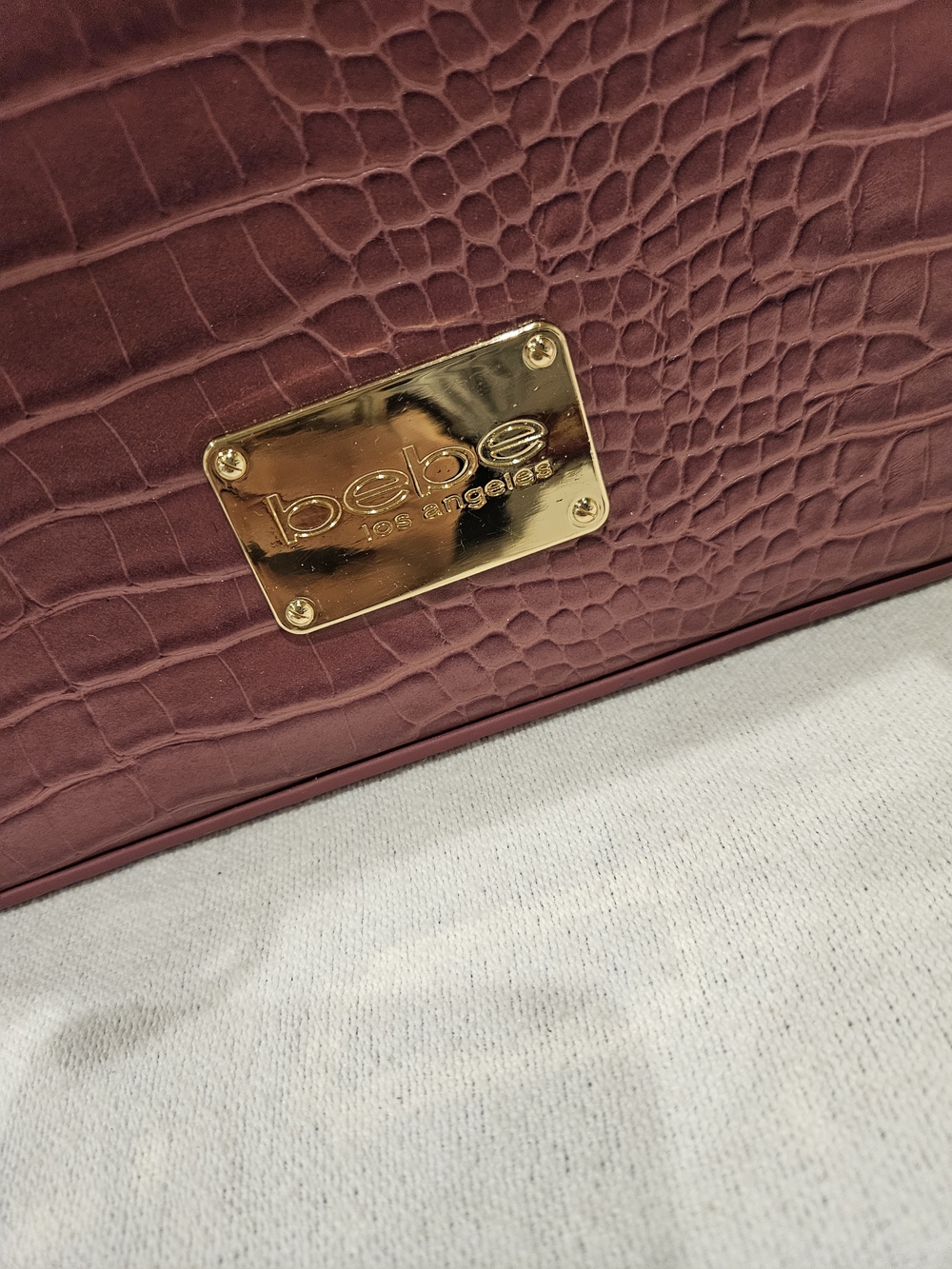 bebe Bella Croco  Satchel with Gold Hardware Purse Mauve Purple - Picture 4 of 11